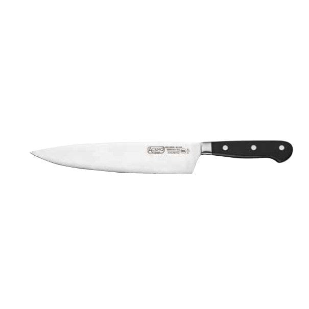 Winco Smallwares Each Winco KFP-104 Acero Chef Knife 10 Inch Forged German High Carbon Stainless Steel Blade Black Handle | Denson CFE