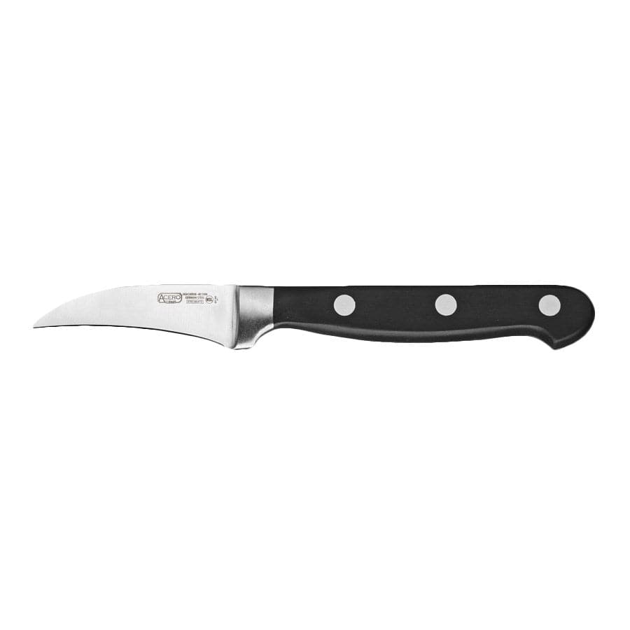 Winco Smallwares Each Winco KFP-30 Acero Peeling Knife 2-3/4 Inch Blade Full Tang German High Carbon Steel Black Handle | Denson CFE