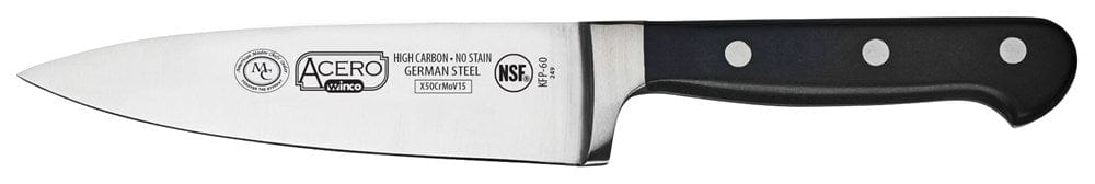 Winco Smallwares Each Winco KFP-60 Acero 6 Inch Chef Knife Triple Riveted Full Tang Forged Blade | Denson CFE