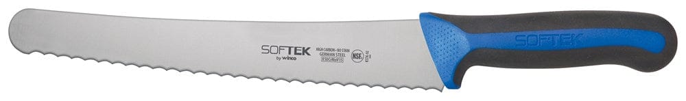 Winco Smallwares Each Winco KSTK-102 SofTek 10 Inch Wide Bread and Pastry Knife with Soft Grip Handle | Denson CFE