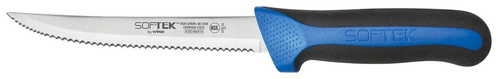 Winco Smallwares Each Winco KSTK-50 SofTek Utility Knife with Serrated Blade and Soft Grip Handle | Denson CFE
