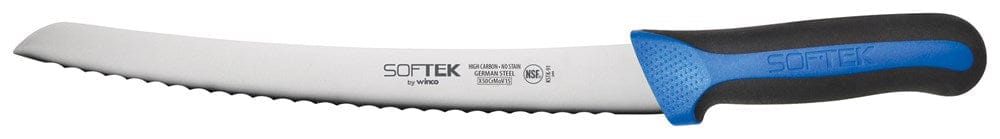 Winco Smallwares Each Winco KSTK-91 SofTek 9.5 Inch Wavy Edge Curved Bread Knife Soft Grip Handle | Denson CFE