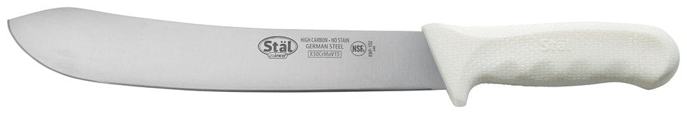 Winco Smallwares Each Winco KWP-102 Stal 10 Inch Butcher Knife with White Polypropylene Handle | Denson CFE