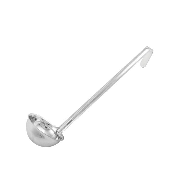 Winco Smallwares Each Winco LDI-6 One Piece Stainless Steel 6 Ounce Serving Ladle with 12.5 Inch Handle | Denson CFE