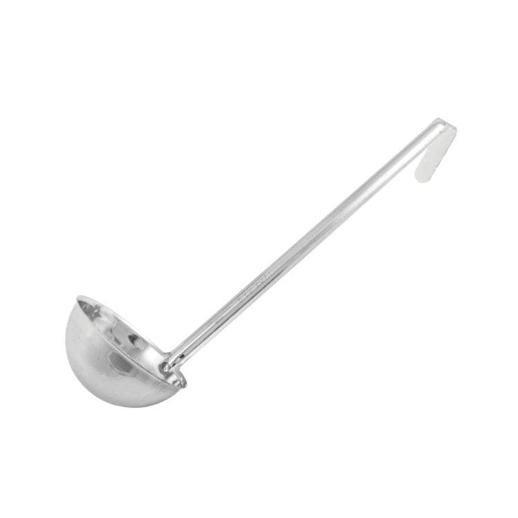 Winco Smallwares Each Winco LDI-8 One-Piece Stainless Steel 8 Ounce Serving Ladle with 12.5 Inch Handle | Denson CFE