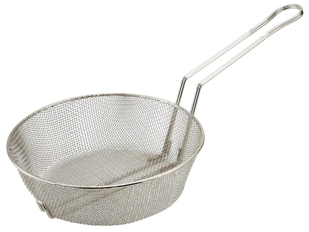 Winco Smallwares Each Winco MSB-08F 8 Inch Culinary Basket Fine Mesh Nickel Plated Steel | Denson CFE