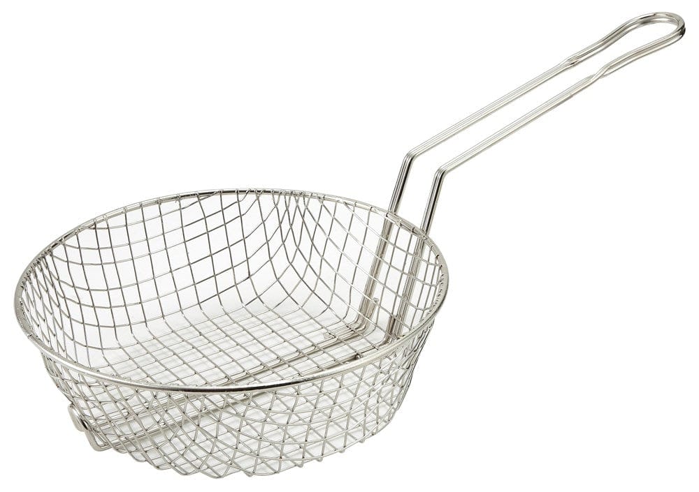 Winco Smallwares Each Winco MSB-12 Culinary Basket 12 Inch Coarse Mesh Nickel Plated Steel | Denson CFE