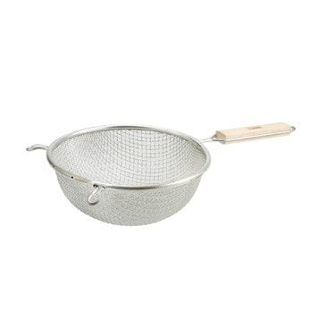 Winco Smallwares Each Winco MST-8D 8 Inch Double Mesh Strainer with Wood Handle | Denson CFE