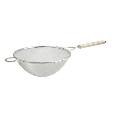 Winco Smallwares Each Winco MSTF-10S 10.25 Inch Diameter Single Fine Mesh Strainer with Wooden Handle and Hanging Loop | Denson CFE
