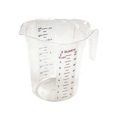 Winco Smallwares Each Winco PMCP-200 2 Quart Measuring Cup with Colour Graduations and Tapered Handle | Denson CFE