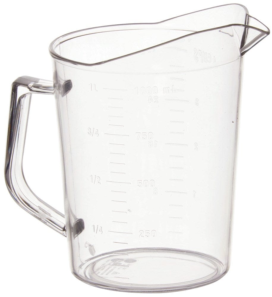 Winco Smallwares Each Winco PMU-100 Clear Polycarbonate Measuring Cup 1 Quart with Raised Graduation Markings | Denson CFE