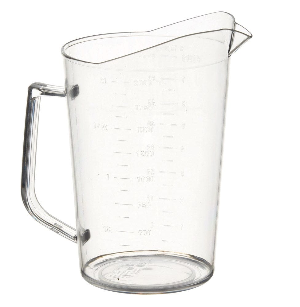 Winco Smallwares Each Winco PMU-200 2 Quart Clear Polycarbonate Measuring Cup with Raised Graduation Markings | Denson CFE