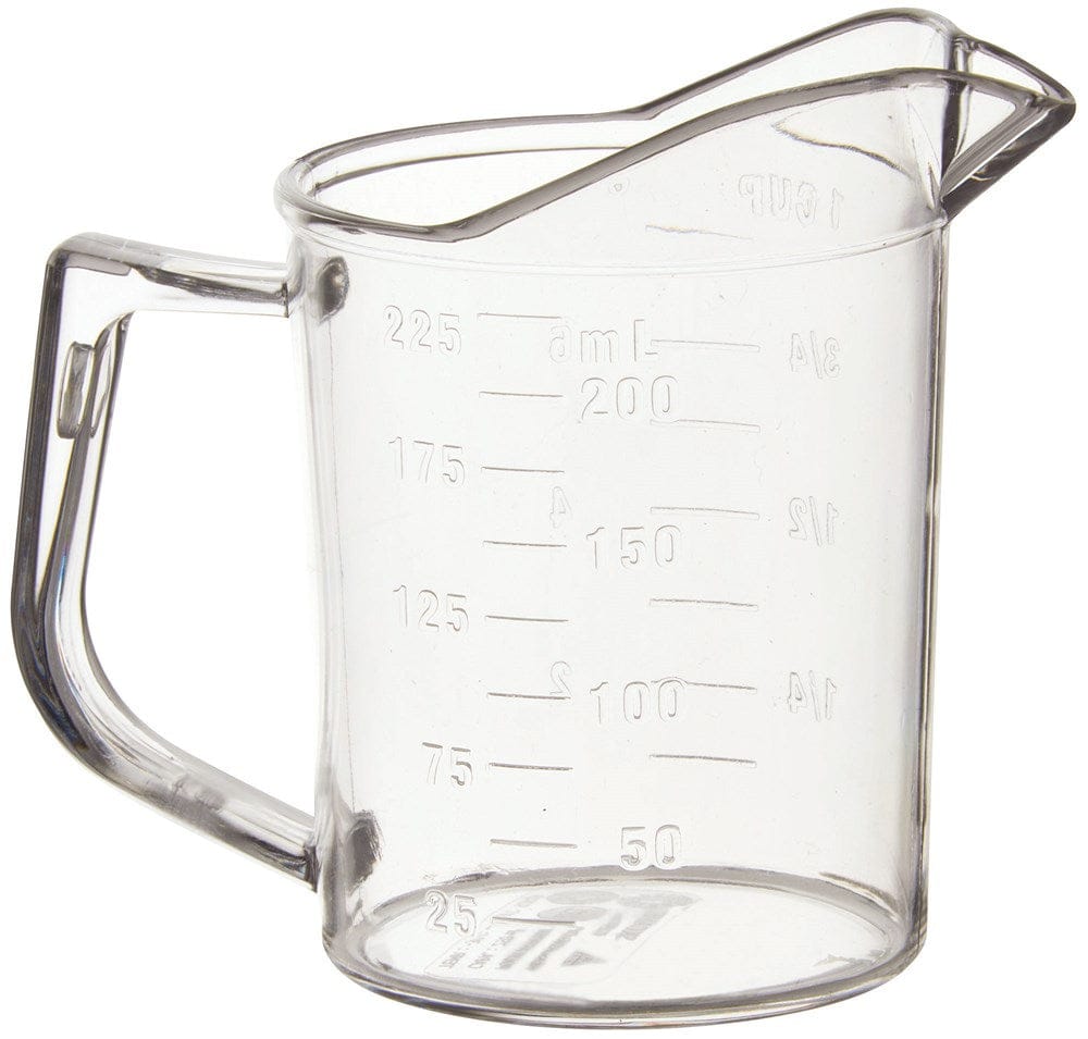 Winco Smallwares Each Winco PMU-25 Clear Polycarbonate Measuring Cup 1 Cup with Raised Graduation Markings Dishwasher Safe | Denson CFE