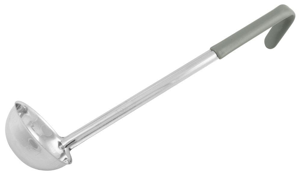 Winco Smallwares Each Winco Prime One-piece Stainless Steel 4 Ounce Ladle Gray NSF | Denson CFE