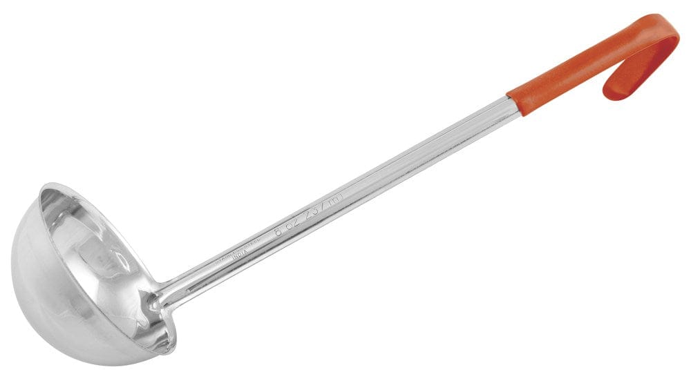 Winco Smallwares Each Winco Prime One Piece Stainless Steel 8 Ounce Ladle Orange | Denson CFE