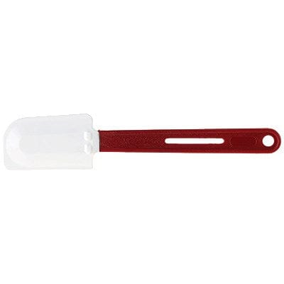 Winco Smallwares Each Winco PSH-10 10.5 Inch Heat Resistant Silicone Scraper with Flat Blade and Red Nylon Handle | Denson CFE