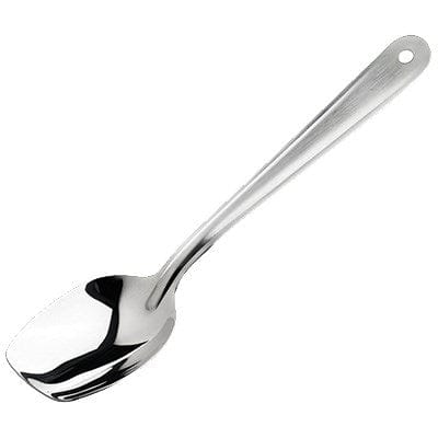 Winco Smallwares Each Winco SPS-S10 Slanted Solid Plating Spoon 10 Inch Dishwasher Safe Stainless Steel Satin Finish | Denson CFE