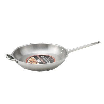 Winco Smallwares Each Winco SSFP-12 Premium 12 Inch Stainless Steel Fry Pan with Helper Handle | Denson CFE