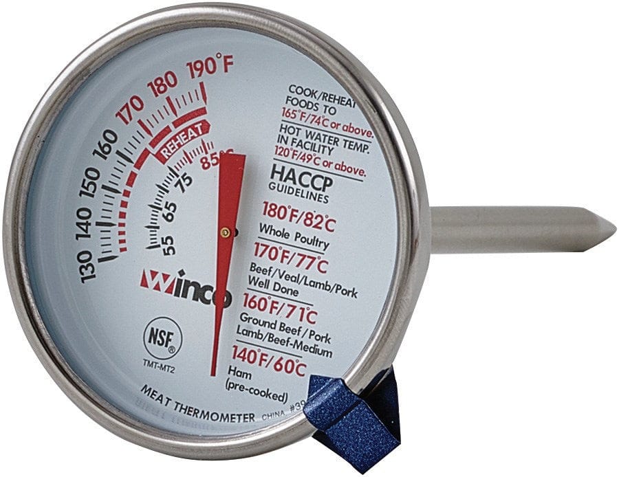 Winco Smallwares Each Winco TMT-MT2 Meat Thermometer with 2 Inch Dial and 5 Inch Probe | Denson CFE