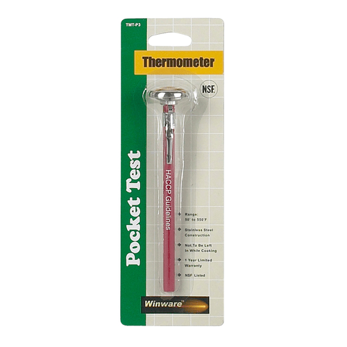 Winco Smallwares Each Winco TMT-P3 Pocket Test Thermometer 5 Inch Dial 0 to 220 Degrees Fahrenheit | Denson CFE