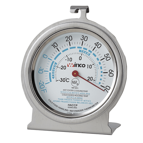 Winco Smallwares Each Winco TMT-RF3 Refrigerator Freezer Thermometer Dial Type -20 to 70°F with Dual Temperature Display | Denson CFE