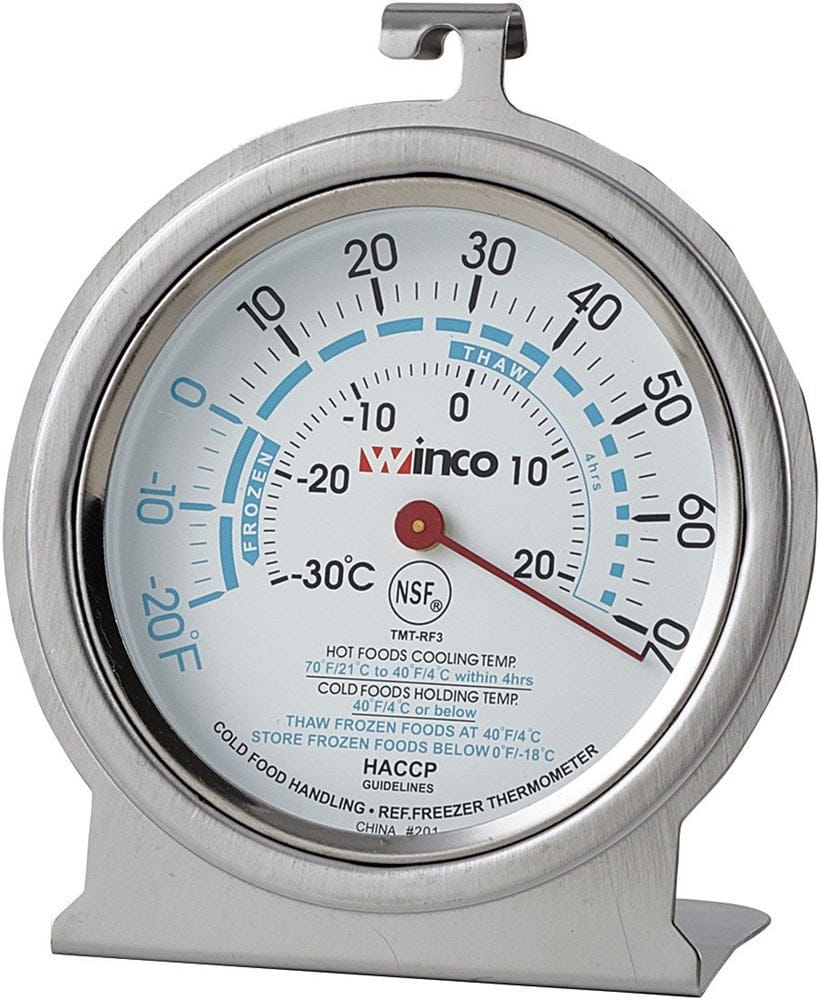 Winco Smallwares Each Winco TMT-RF3 Refrigerator Freezer Thermometer Dial Type -20 to 70°F with Dual Temperature Display | Denson CFE