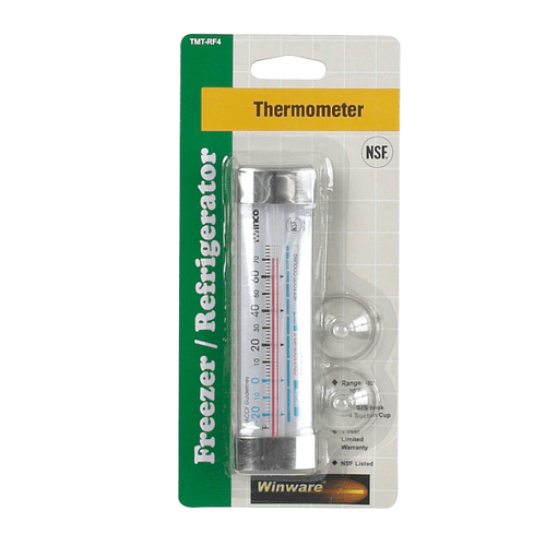 Winco Smallwares Each Winco TMT-RF4 Refrigerator Freezer Thermometer - Tube Style, Suction Cup Mount | Denson CFE