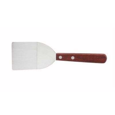 Winco Smallwares Each Winco TN32 Solid Turner with Wooden Handle and Satin Finish 3 1/4 Inch Blade | Denson CFE