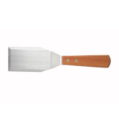 Winco Smallwares Each Winco TN719 Stainless Steel Solid Hamburger Turner with Wood Handle | Denson CFE