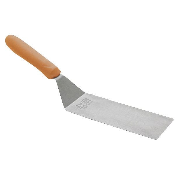 Winco Smallwares Each Winco TNH-70 Stainless Steel Offset Square Edge Turner 7 1/4 Inch with Orange Cool Heat Nylon Handle | Denson CFE
