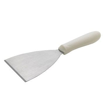 Winco Smallwares Each Winco TWP-40 Scraper Stainless Steel Blade with White Polypropylene Handle 4-7/8 x 4 | Denson CFE