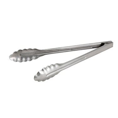 Winco Smallwares Each Winco UT-12HT 12 Inch Extra Heavyweight Stainless Steel Utility Tongs | Denson CFE