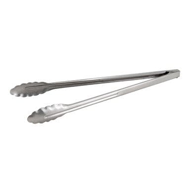 Winco Smallwares Each Winco UT-16 Heavyweight 16 Inch Stainless Steel Scalloped Edge Utility Tongs | Denson CFE