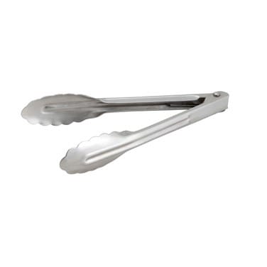 Winco Smallwares Each Winco UT-7 7" Utility Tongs Coiled Spring Heavyweight Stainless Steel | Denson CFE