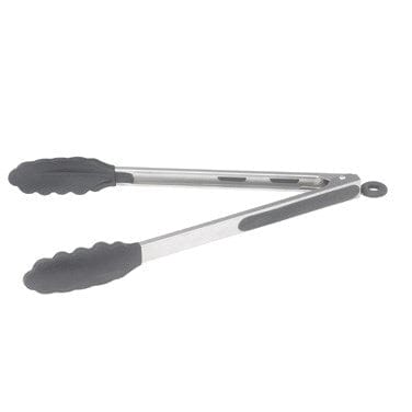 Winco Smallwares Each Winco UTS-12K 12 Inch Heat Resistant Stainless Steel Locking Utility Tongs with Non Slip Silicone Grip | Denson CFE
