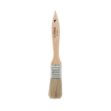 Winco Smallwares Each Winco WBR-10 Pastry Brush with Boar Bristle 1 Inch Wide Flat Wooden Handle Metal Ferrules | Denson CFE