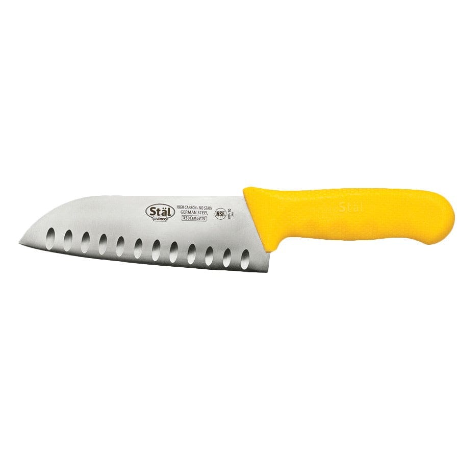 Winco Smallwares Each / Yellow Winco KWP-70Y Stal Santoku Knife 7 Inch Yellow Handle | Denson CFE