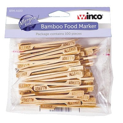 Winco Smallwares Pack Winco BFM-A100 Allergen Free Bamboo Food Marker 100 Pieces Per Pack | Denson CFE