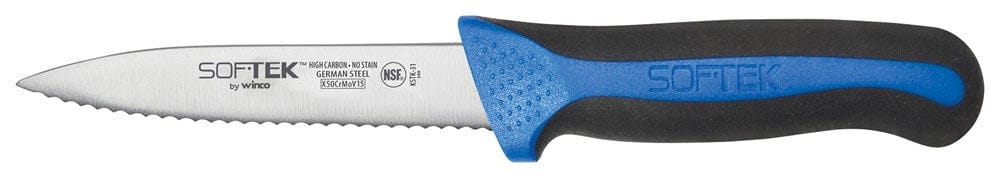 Winco Smallwares Pack Winco KSTK-31 SofTek 3.5 Inch Serrated Paring Knives Soft Grip Handle 2 Pack | Denson CFE
