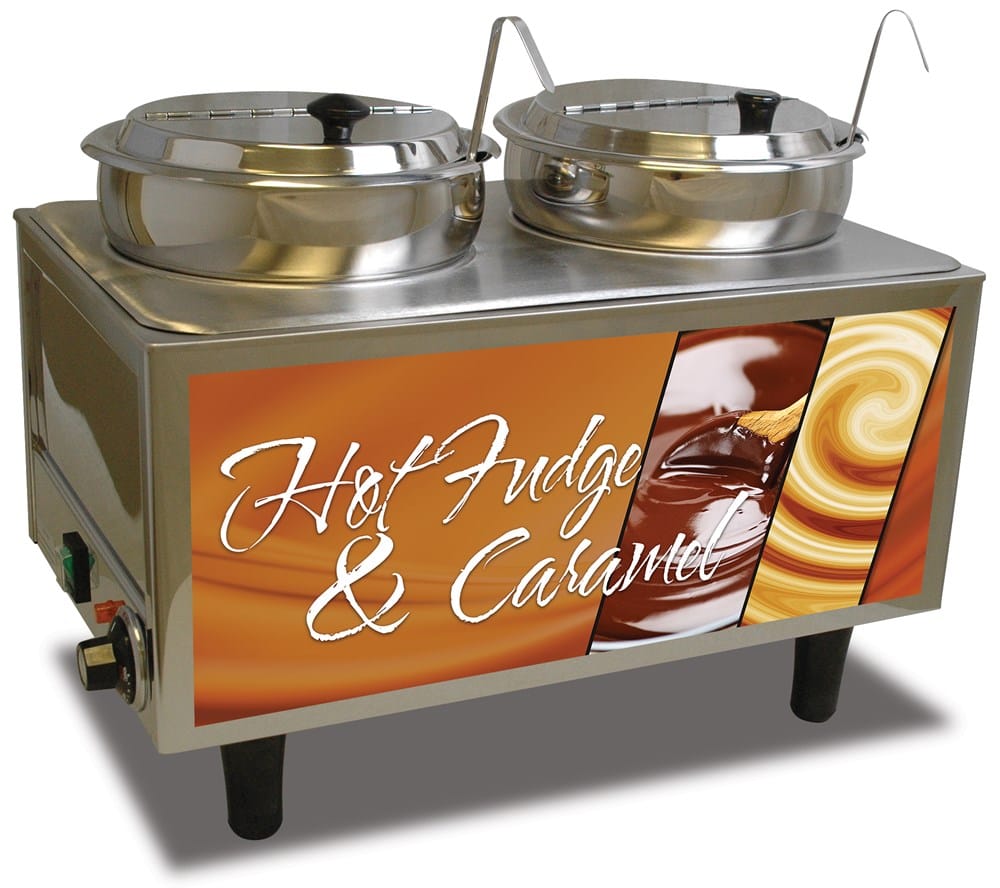Winco Smallwares Set Winco Benchmark 51072H Countertop Food Topping Warmer for Hot Fudge and Caramel Two 7 Quart Wells | Denson CFE