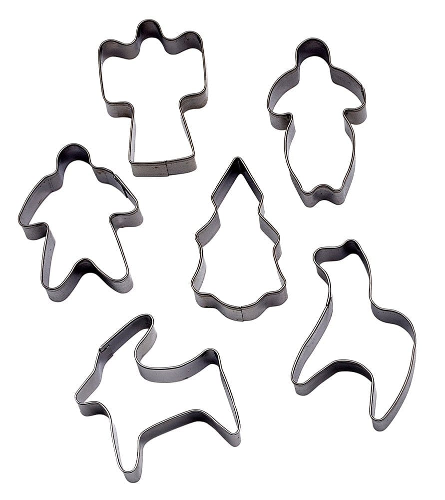 Winco Smallwares Set Winco CST-33 Holiday Cookie Cutter Set Stainless Steel 6 Piece with Storage Container | Denson CFE