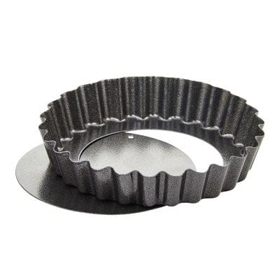 Winco Smallwares Set Winco FQP-4 Quiche Pan Set Non-stick Carbon Steel 4 Inch Round Fluted Removable Bottom | Denson CFE