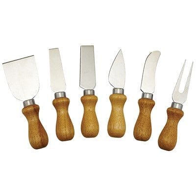 Winco Smallwares Set Winco KCS-6W Cheese Knife Set with Wooden Handles and Stainless Steel Blades | Denson CFE