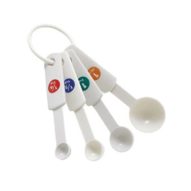 Winco Smallwares Set Winco MSPP-4 Deluxe Plastic Measuring Spoon Set 4 Piece White | Denson CFE