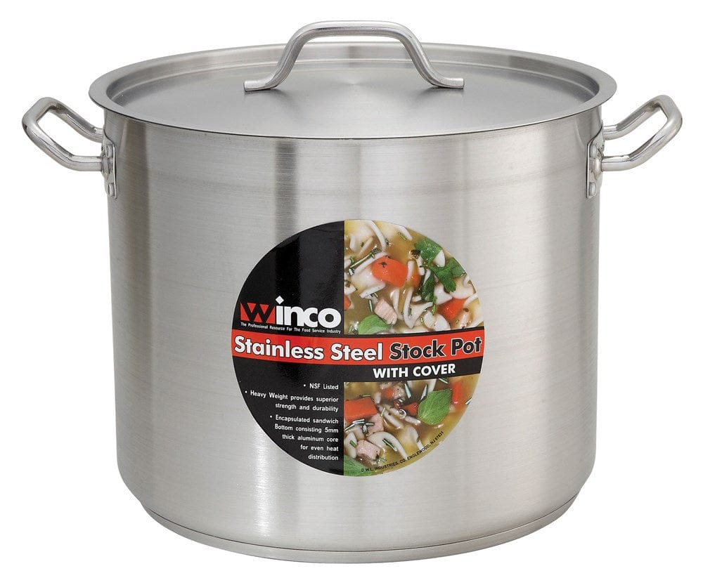 Winco Smallwares Set Winco SST-32 32 Quart Stainless Steel Induction Stock Pot with Cover | Denson CFE