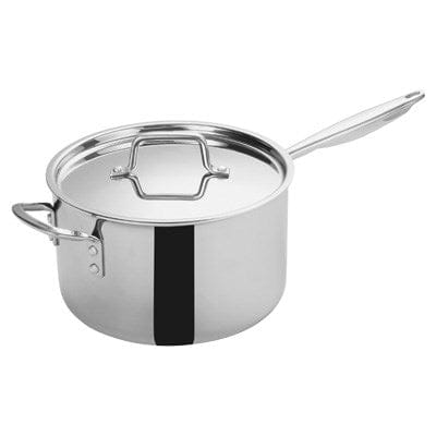 Winco Smallwares Set Winco TGAP-7 Tri-Generation 7 Quart Triply Stainless Steel Sauce Pan with Cover and Helper Handle | Denson CFE