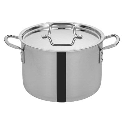 Winco Smallwares Set Winco TGSP-8 Stainless Steel 8 Quart Tri-Gen Induction Ready Stock Pot with Cover | Denson CFE
