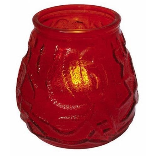 Winco Smallwares Winco CLG3R Red Glass Candle Holder with Flameless Tealight Battery Included | Denson CFE