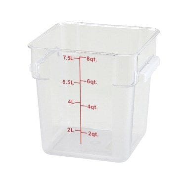 Winco Storage & Transport Each / Red Winco PCSC-8C 8 Qt. Clear Square Polycarbonate Food Storage Container with Red Gradations