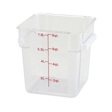 Winco Storage & Transport Each / Red Winco PCSC-8C 8 Quart Clear Square Polycarbonate Food Storage Container with Red Gradations | Denson CFE